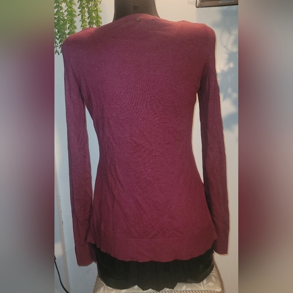 Guess Burgundy Sweater With Attached Black Undershirt S - Picture 6 of 8